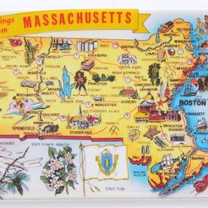 Greetings from Massachusetts Kühlschrankmagnet Karte
