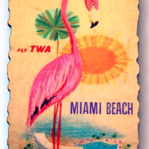 Miami Beach Florida Travel Poster Fridge Magnet (wood style)