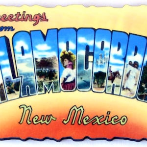 Greetings from Alamogordo New Mexico Fridge Magnet (wood style)