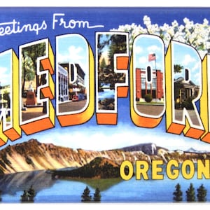 Greetings from Medford Oregon Fridge Magnet &quot;style A&quot;