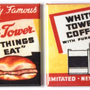 White Tower Hamburgers Fridge Magnet Set
