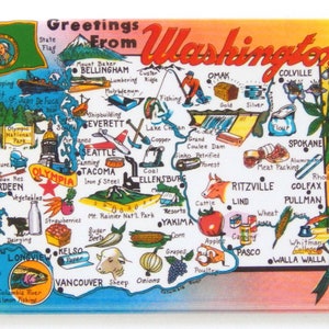 Saludos desde el imán para nevera del estado de Washington (mapa)