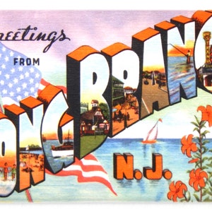 Greetings from Long Branch New Jersey Fridge Magnet &quot;style A&quot;