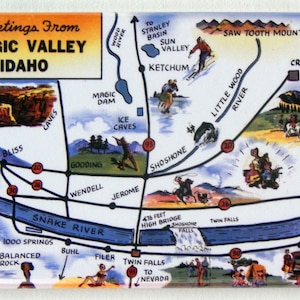 Greetings from Magic Valley Idaho Map Fridge Magnet
