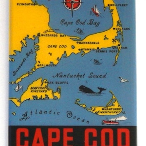 Cape Cod Massachusetts Kühlschrankmagnet Landkarte "Style B"