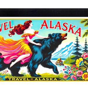 Imán para nevera de viaje de Alaska (2 x 4 pulgadas, madera)