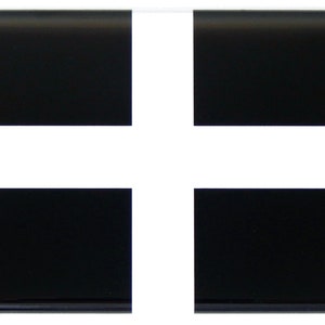 May include: A black and white flag with a white cross on a black background. The flag is made of fabric and has a glossy finish.