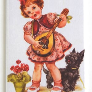 Scottish Terrier Puppy With Girl Fridge Magnet