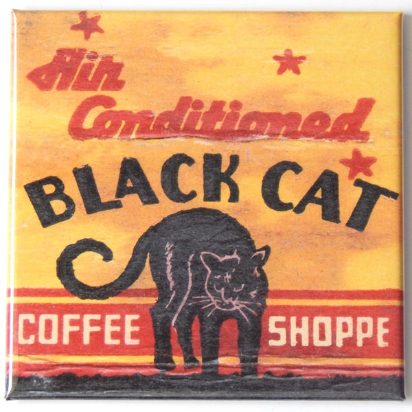 Black Cat Coffee Fridge Magnet