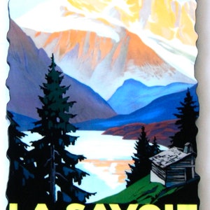 La Savoie France Travel Poster Fridge Magnet (wood style)