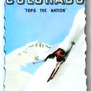 Ski Colorado Travel Poster Fridge Magnet (wood style)