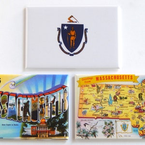 Greetings from Massachusetts Fridge Magnet Set