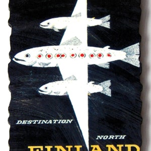 Finland Travel Poster Fridge Magnet (wood style B)