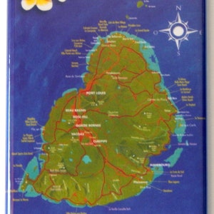 Imán para nevera con mapa de la isla Mauricio