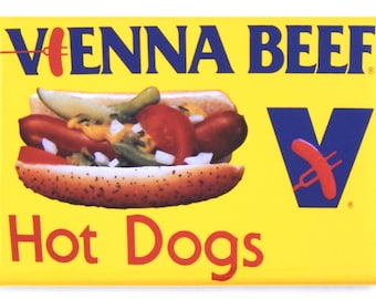 Vienna Beef 10''x13'' Decal Sign for Hot Dog Cart or Concession Stand Menu 