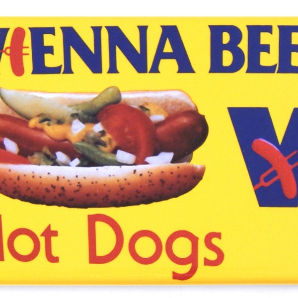 Chicago Style Hot Dogs Sign Fridge Magnet