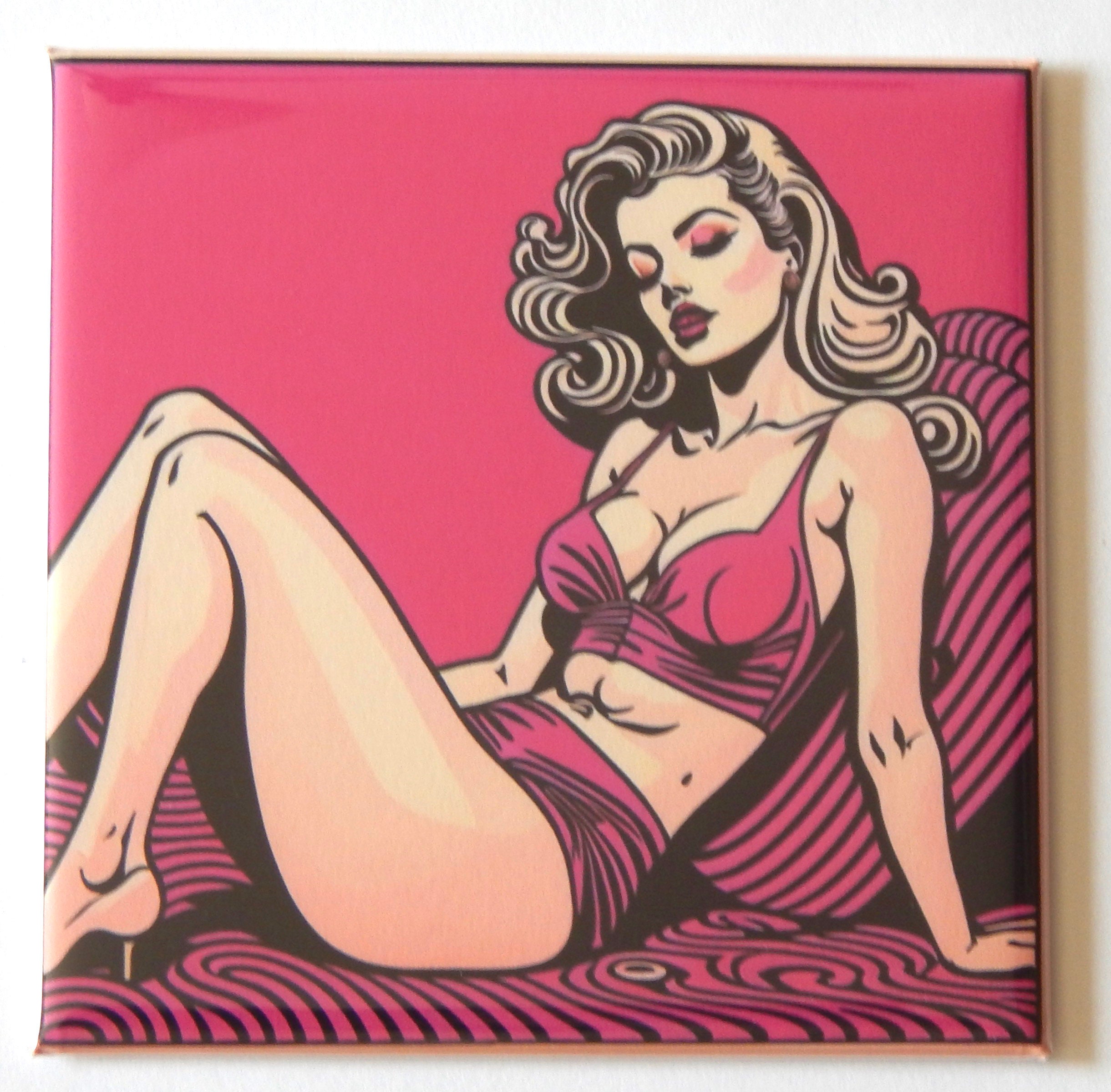 Woman in Pink Bikini Fridge Magnet