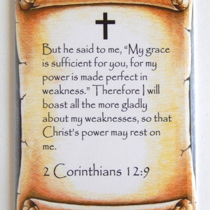 2 Corinthians 12:9 Bible Verse Fridge Magnet