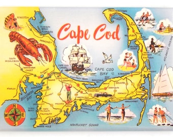 Greetings from Cape Cod Massachusetts Fridge Magnet (map)