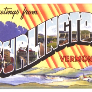 Greetings from Burlington Vermont Fridge Magnet &quot;style A&quot;