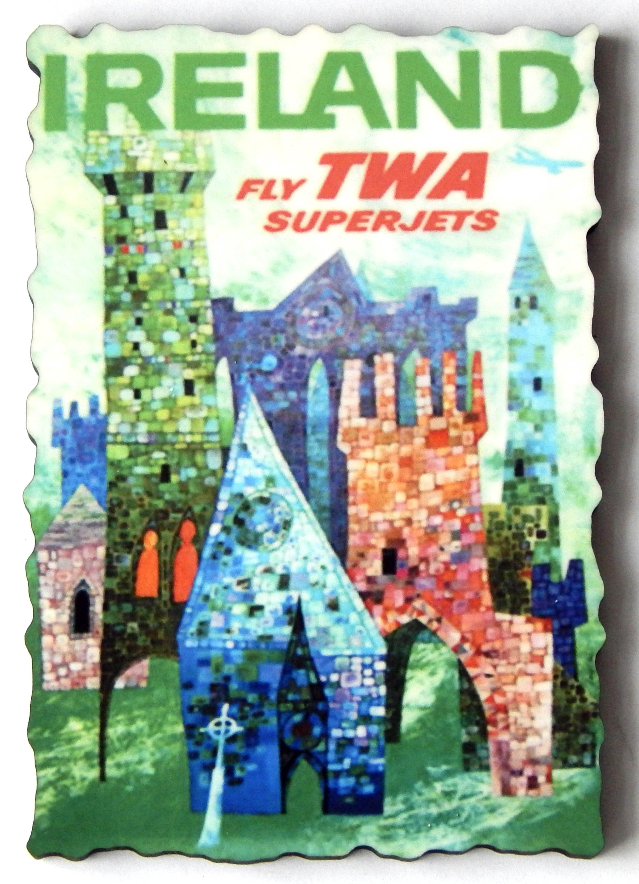Ireland Travel Poster Fridge Magnet (wood style A)