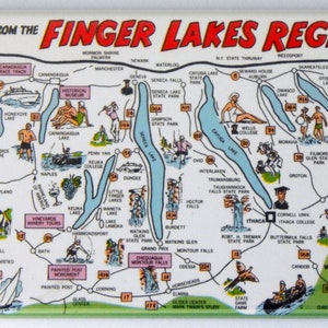 Aimant de réfrigérateur Salutations de Finger Lakes New York (carte)