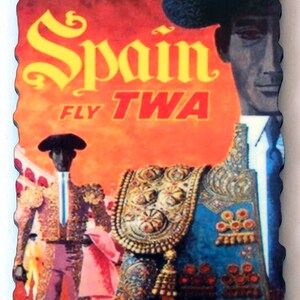 Spain Travel Poster Fridge Magnet (wood style)