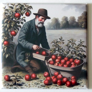 Farmer with Apples Fridge Magnet &quot;style D&quot;