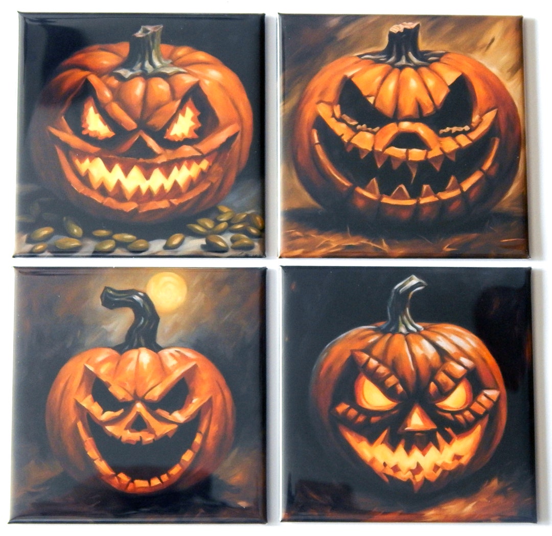 Scary Jack O' Lanterns Fridge Magnet Set - Etsy