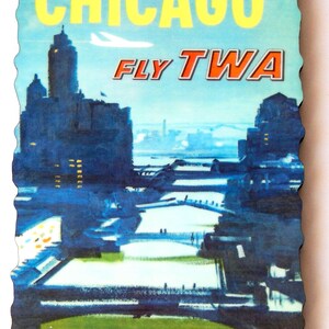 Chicago Illinois Travel Poster Fridge Magnet (wood, style C)