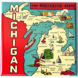 Michigan Map Fridge Magnet
