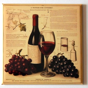 Red Wine and Grapes Fridge Magnet &quot;style A&quot;