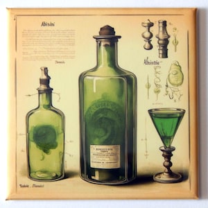 Absinthe Bottle Fridge Magnet "style B"