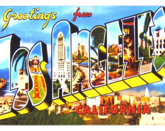 Greetings from Los Angeles California Fridge Magnet "style B"