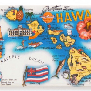 Greetings from Hawaii Fridge Magnet (map)