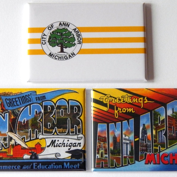 Greetings from Ann Arbor Michigan Fridge Magnet Set