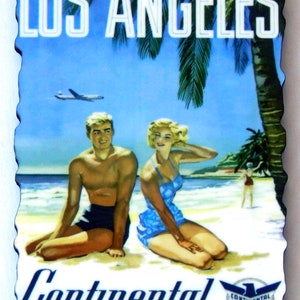Los Angeles Kalifornia Plakat podróżniczy Magnes na lodówkę (styl drewniany)
