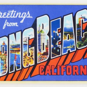 Greetings from Long Beach California Fridge Magnet &quot;style A&quot;