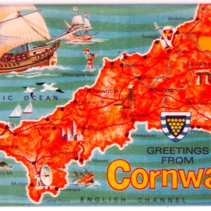 Aimant de réfrigérateur Carte Salutations de l'Angleterre des Cornouailles