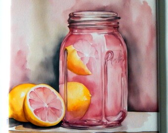 Kylskåpsmagnet med rosa citron "stil Y"