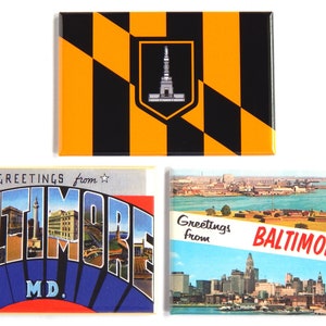 Greetings from Baltimore Maryland Fridge Magnet Set