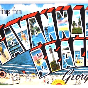 Greetings from Savannah Beach Georgia Fridge Magnet &quot;style A&quot;