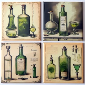 Absinthe Bottle Fridge Magnet Set