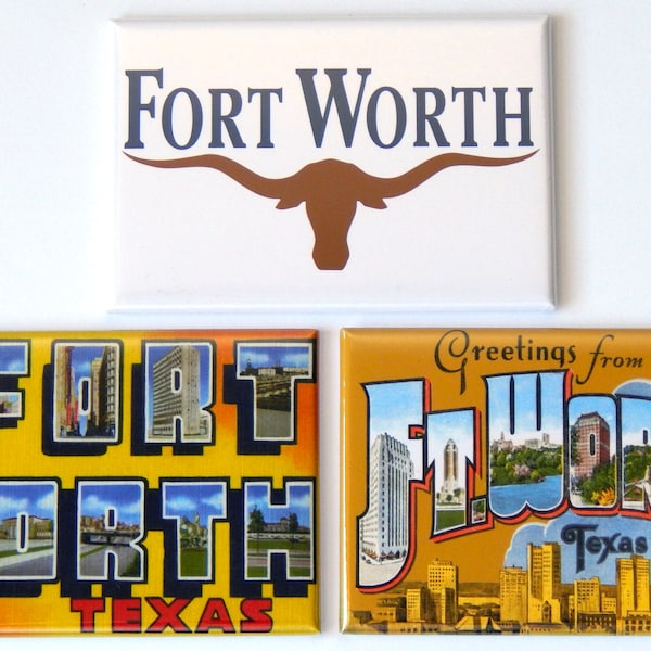 Greetings from Fort Worth Texas Fridge Magnet Set