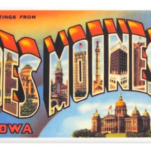 Greetings from Des Moines Iowa Fridge Magnet &quot;style A&quot;