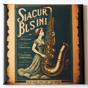 Saxophone Lessons Sign Fridge Magnet