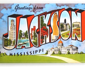 Saudações de Jackson Mississippi Imã de geladeira "estilo B"
