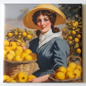 Woman with Yellow Apples Fridge Magnet &quot;style A&quot;