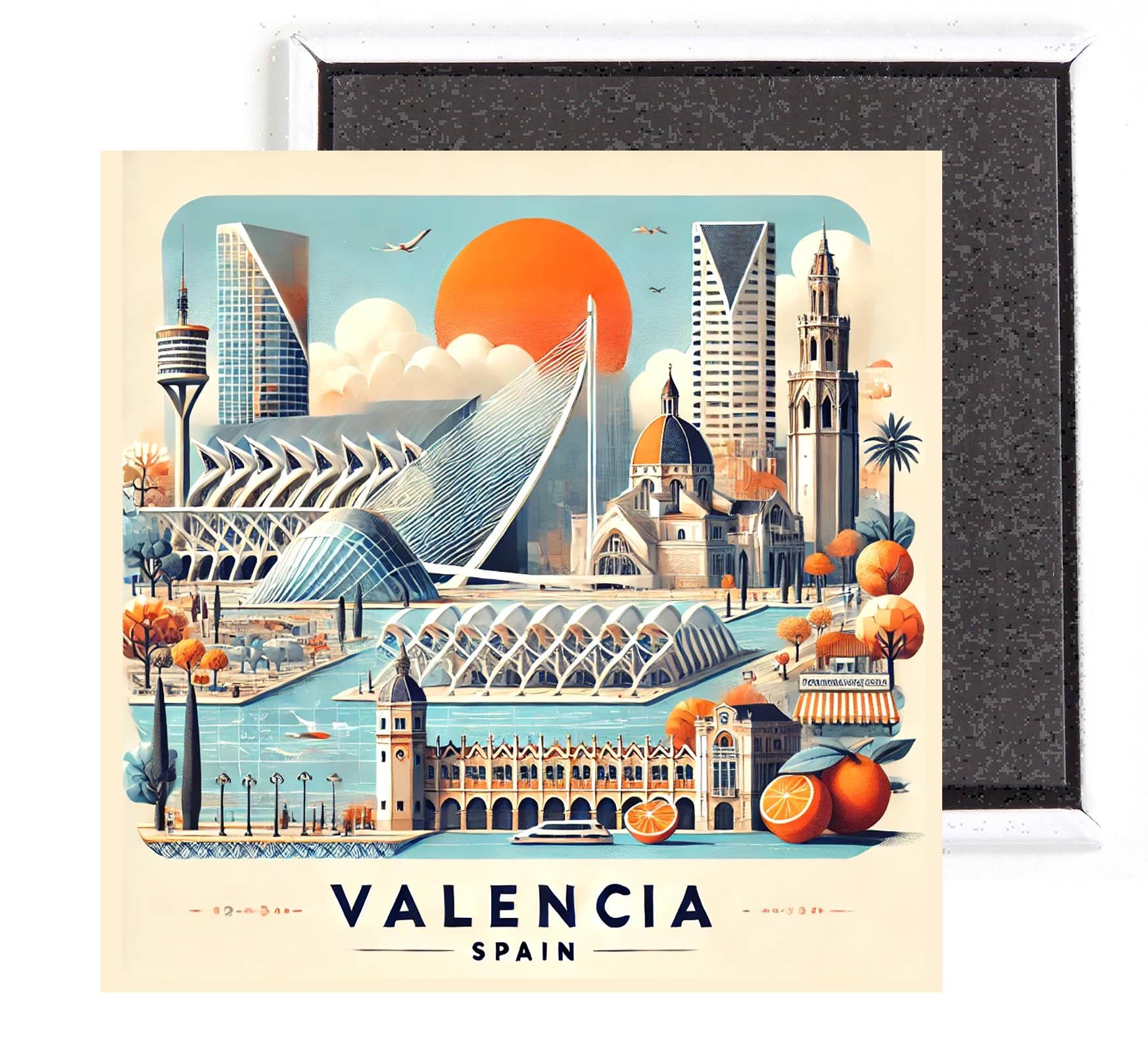 Valencia Spagna - Magnete da frigorifero con apribottiglie per souvenir turistici, collezione regalo, adesivo magnetico