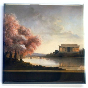 Lincoln Memorial and Cherry Blossoms Fridge Magnet &quot;style A&quot;